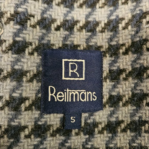 🍋 Reitmans Blue Houndstooth Wool Peacoat - Picture 6 of 11